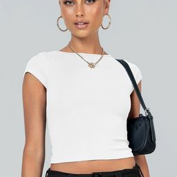 HERE&NOW Women Solid Boat Neck Nylon Top-image-99