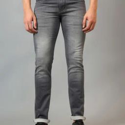 Cantabil Grey Regular Fit Lightly Washed Jeans-picture-0