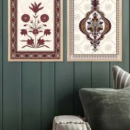 Kotart Brown, Maroon & White 2 Pieces Floral and Botanical Wooden Wall Arts-picture-15