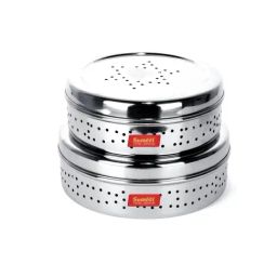 Sumeet Silver Stainless Steel 2pc Container with Lid-19