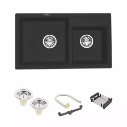 LIPKA 31x18x9 inch Matte Finish Quartz Double Bowl Kitchen Sink, QZDB13 - B-image-49