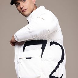 FCUK Typography Printed Stand Collar Puffer Jacket-33