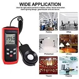 generic Real Instruments Digital Lux Meter With Record Function Flexible Sensor Light Red & Black, LX-101 image 4