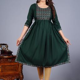 JALTHER Ethnic Motifs Embroidered Mirror Work Maternity A-Line Kurta-3
