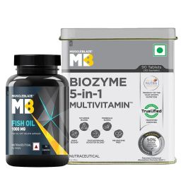 MuscleBlaze Biozyme Daily Multivitamin 90 Tablets + Fish Oil 30 Capsules Combo-3