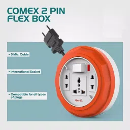 Fybros 6A 3 Pin Extension Flex Box 5 mtr with Indicator 8093 image 2