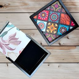 Angira handicrafts Black & Red Printed Wooden Multi-Utility Organiser-7