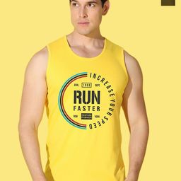 WOOSTRO Pack Of 2 Printed Combed Cotton Gym Vests VWS26(RUN YELLOW)(HARD OLIVE)-image-91
