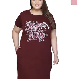 IN Love Pack of 2 Women Plus Size Front Printed Cotton Nighty Chemise-image-70