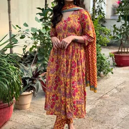 KALINI Women Floral Embroidered Regular Kurta with Trousers & With Dupatta-picture-13