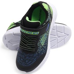 Skechers Microspec II Casual Shoes with Velcro Closure -Black Blue Lime-10