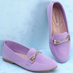 Pine Kids Slip On Bellies with Stone Studded Applique - Purple-image-11