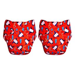 Dumbledo Cloth Diaper Free Size Leak Proof Eco-Friendly Reusable Adjustable Quick Dry Unisex Without Insert Pack of 2 - Red-16