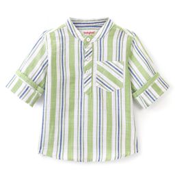 Babyhug Cotton Woven Full Sleeves Shirt Striped - Green-image-57