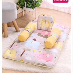 Babyhug Cotton Bedding Set Elephant Print - Beige-14