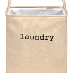 Kuber Industries Laundry Basket  Square Foldable Laundry Basket  Jute Storage Bag with Handles  Clothes Basket for Home  Toy Storage Basket  40 LTR  Golden-36