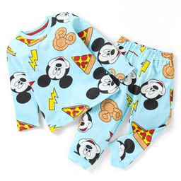 Babyhug Disney Single Jersey Full Sleeve Night Suit Mickey Mouse All Over Print - Light Blue-image-49