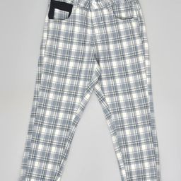 YOUMAA Cotton Checked Chino Trousers - Grey-image-98