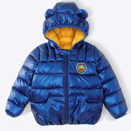 Kookie Kids Full Sleeves Front Open Padded Hooded Quilted Jacket With Duck Patch & Ears Applique - Royal Blue-image-91