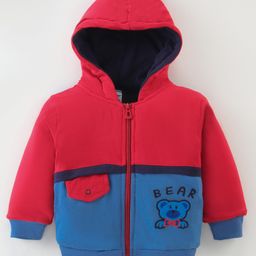 CUCUMBER Sinker Full Sleeves Jacket with Bear Embroidery - Red & Blue-image-54