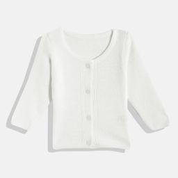 RVK Full Sleeves Solid Stretchable Cardigan Sweater - White-picture-34