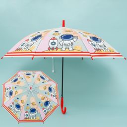 Space Printed J Shaped Handle Umbrella - Red-image-62