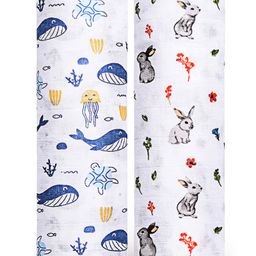 Zoe Organic Cotton Muslin Swaddle Wrap with Dolphin & Rabbit Print Pack of 2 - White-picture-24