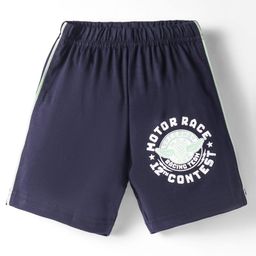Taeko Single Jersey Knit Knee Length Shorts With Text Print - Navy Blue-picture-9