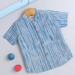 The Magic Wand Cotton Half Sleeves Abstract Printed Shirt - Blue-image-37