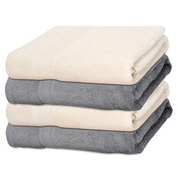 Ambra Linens 100% Cotton Bathing Towel Set - 500 GSM, 140x70 CM, Ultra-Absorbent, Soft and Plush Terry Fabric, Gentle on Sensitive Skin, Skin Types, Bath Towels, Set of 4-4