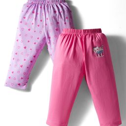 Tango Single Jersey Knit Full Length Lounge Pants With Heart Print Pack Of 2 - Pink & Purple-picture-41
