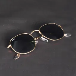 Irayz Unisex UV Protected Hexagon Sunglasses 5073-Gold-Green-picture-27
