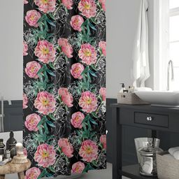 ArtzFolio Black & Pink Waterproof Polyester Shower Curtain-image-109