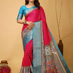 HI FI NX Bandhani Zari Silk Cotton Banarasi Saree-picture-57