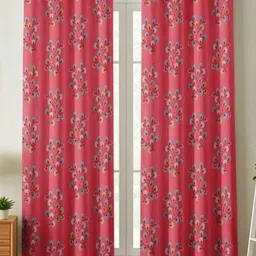 Aura Pink & Yellow Set of 2 Floral Door Curtain-91