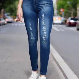Miss Chase Women Skinny Fit High-Rise Mildly Distressed Light Fade Stretchable Jeans-picture-5