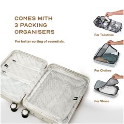 Assembly Hard-Sided Medium Check-in Luggage - 24 inches | Premium Polycarbonate Wide Handle Trolley Bag with in-Built TSA Lock for Travel - White - Rover image 4