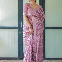 SGF11 Leheriya Printed Zari Pure Linen Saree-picture-12