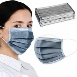 wellstar Non-Woven Fabric 3 layer 3Ply Surgical Mask with Nose-Pin and Melt Blown Fabric Layer (Disposable & Reusable) (100 mask,ree Size) (Grey) Surgical Mask With Melt Blown Fabric Layer image 4