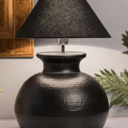 Homesake Black Hammered Pitcher Table Lamp With Black Cone Shade (Bulb Included) - Set of 1-16