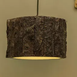 Homesake Brown Rustic Wooden Log Hanging Pendant Light - Set of 1 (Bulb not included)-7