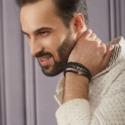 Aatmana Black Beaded Elasticated Flexible fit Bracelet Set of 3-32