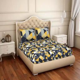 Spaces Atrium Black Cotton 144 TC Bed Sheet Set-image-82
