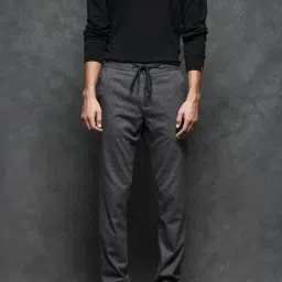 Rare Rabbit Grey Cotton Solid Regular Fit Formal Trousers-picture-46