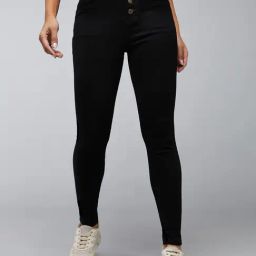 DOLCE CRUDO Black Denim Skinny Fit High Rise Jeans-image-56