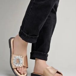 Shoetopia Women's Golden Casual Sandals-image-99