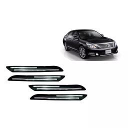 Auto Pearl Plastic & Silver Plated Car Bumper Guard for Nissan Teana Black/Silver (Pack of 4 Pcs)-12