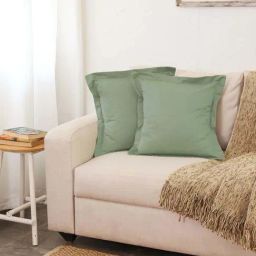 House This Sage Green Cotton 434 TC 166 GSM Cushion Cover - Set of 2-image-11