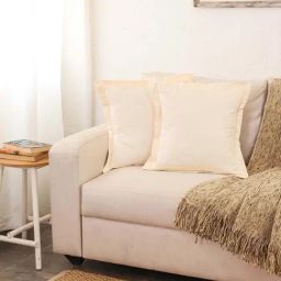 House This Sesame Off-White Cotton 434 TC 166 GSM Cushion Cover - Set of 2-image-91