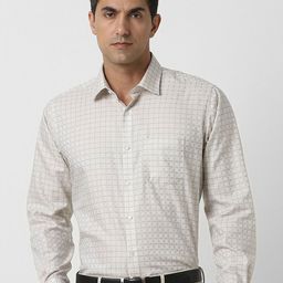 Van Heusen Men Checked Spread Collar Cotton Formal Shirt-image-10